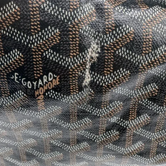 Goyard Goyardine Fidji Hobo Coated Canvas Black Leather Shoulder Bag - Picture 4 of 8